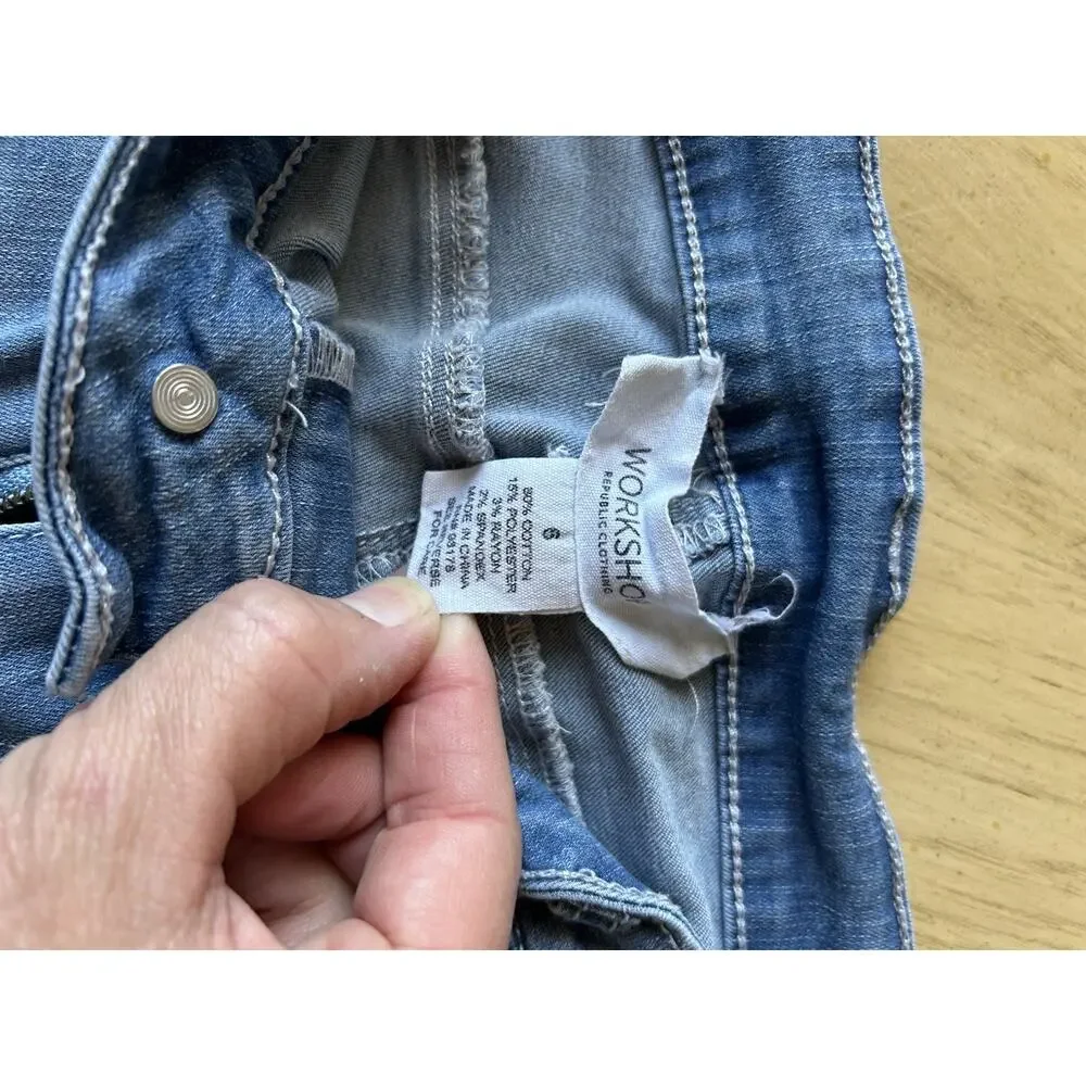 Workshop Republic jean stretch Shorts Womens 6 Denim Distressed Grunge Boho Med